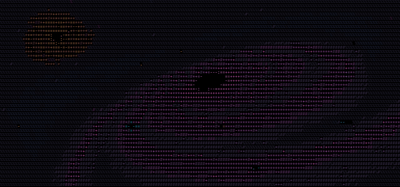 ASCII art example — close-up eye rendered with colored characters on dark background